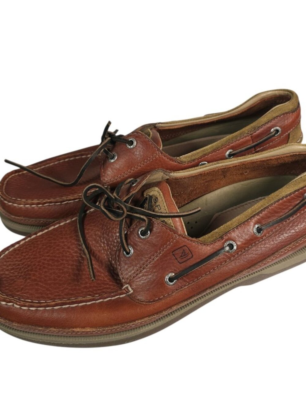 SPERRY Mako Brown Leather Round Toe Shoes 2-Eye Boat Shoe Size 13 M
